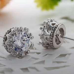 925 Sterling Silver Diamond Stud Earrings Crown design